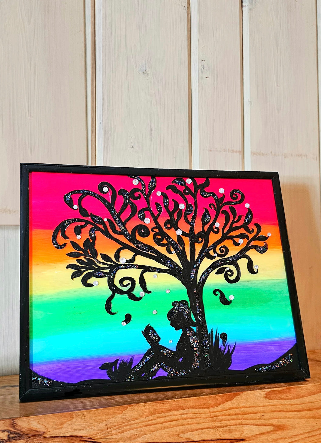 Reading Rainbows Glass Painting